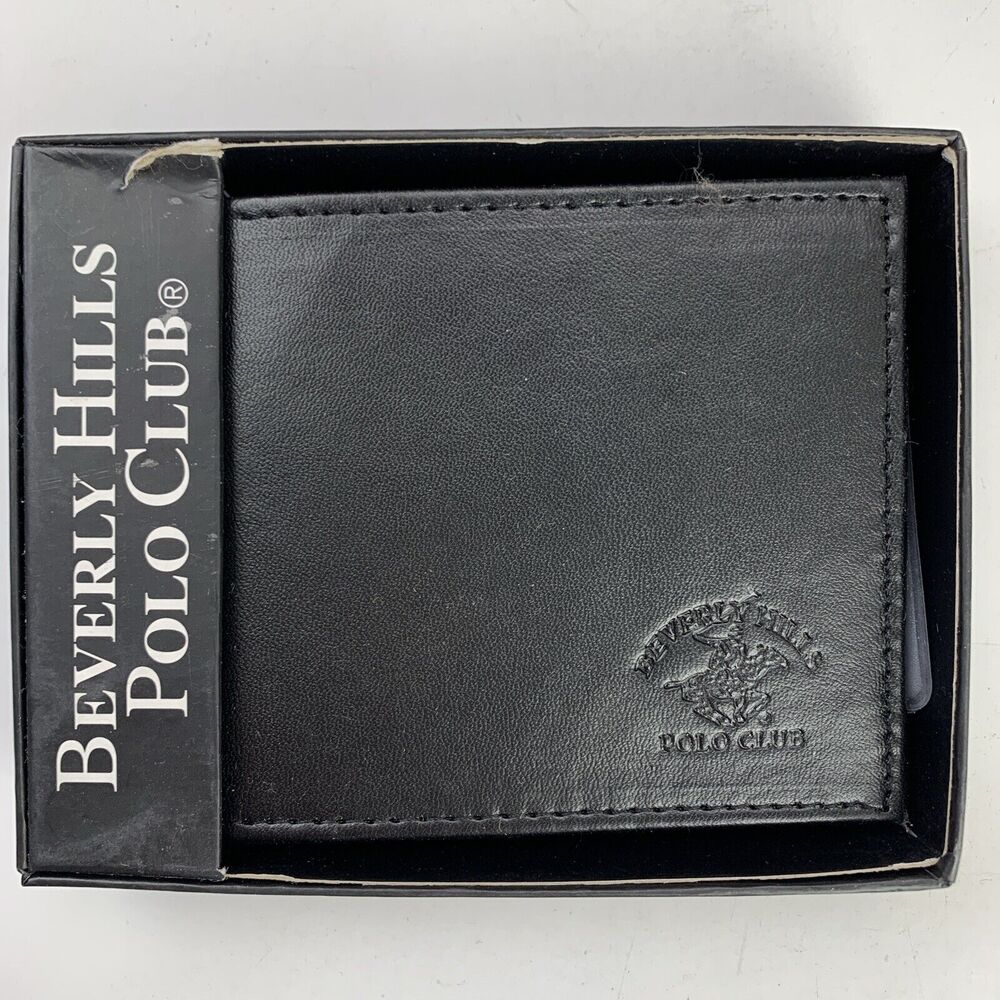 Beverly Hills Polo Club Mens Black Leather Wallet New